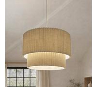 CGC Interiors Cgc Allegra Oatmeal Linen Fine Scallop Two Tier Extra Large Layer Drum Lampshade