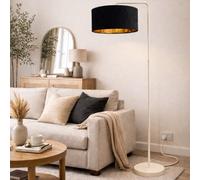 CGC Interiors Cgc Kyra Cream Angled Floor Lamp With Black 45Cm Velvet Lampshade