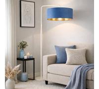 CGC Interiors Cgc Kyra Cream Angled Floor Lamp With Large 45Cm Velvet Lampshade