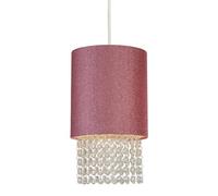 CGC Interiors Savannah - Cgc Pink Glitter Easy Fit Lamp Shade With Acrylic Drops