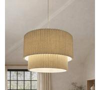 CGC Lighting Allegra Oatmeal Linen Two Tier Extra Large Layer Drum Lampshade in Beige CGC Lighting Beige