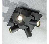 CGC Lighting Black Indoor Ceiling Wall Spots LED GU10 Spotlight Light Adjustable Four Heads (Black, Four Plate)
