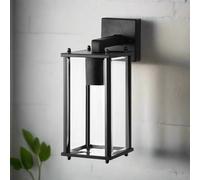 CGC Lighting Outdoor Outside Wall Light Mains Power Bevelled Glass Coach Lantern Porch Garden Decorative Lamp Fixture Waterproof (Black Down)