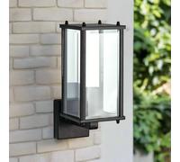 CGC Lighting Black Outdoor Wall Lantern Clear Bevelled Glass Diffuser Up IP44 CGC Lighting Black