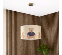 CGC Lighting Blake 30cm Oatmeal Linen Blue Teddy Bear Children's Lamp Shade in Light Beige CGC Lighting Light Beige