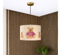 CGC Lighting Blake 30cm Oatmeal Linen Pink Teddy Bear Children's Lamp Shade in Natural CGC Lighting Natural