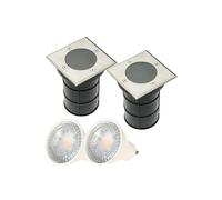 CGC Lighting 'Bridget' Two Square Large With Bulbs Stainless Steel Inground Or Decking Lights in Silver CGC Lighting Silver