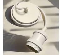 CGC Lighting 'Cassie' Matt White 1.5m adjustable E27 Ceiling Pendant & Matching ceiling Rose CGC Lighting White