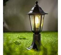 CGC Lighting Cgc Black Outdoor Pedestal Short Post Lantern Traditional Vintage Light Garden Patio Door Lamp Ip44 Weatherproof Polycarbonate