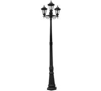 CGC Lighting Cgc Black Outdoor Three Head Tall Post Lantern Traditional Vintage Triple Light Garden Ip44 Weatherproof 3 X E27 Standard Screw