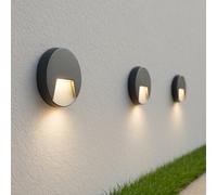 CGC Lighting Cgc Black Round Led Surface Mount Wall Light Down Diffuser Natural White Colour Weatherproof Polycarbonate Garden Outdoor Lamp