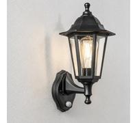 CGC Lighting Cgc Black Security Outdoor Wall Lantern With Motion Sensor Pir Traditional Light Ip44 Weatherproof Polycarbonate E27 Bulb