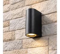 CGC Lighting Cgc Black Up And Down Gu10 Wall Light Curved Outdoor Garden Indoor Ip44 Weatherproof Polycarbonate Outside Door Patio Wall Lamp