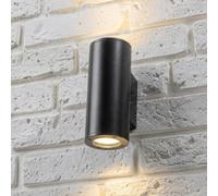 CGC Lighting Cgc Black Up And Down Gu10 Wall Light Curved Outdoor Garden Ip54 Weatherproof Polycarbonate Outside Door Patio Wall Lamp