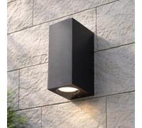 CGC Lighting Cgc Black Up And Down Gu10 Wall Light Square Outdoor Garden Indoor Ip44 Weatherproof Polycarbonate Outside Door Patio Wall Lamp
