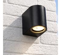 CGC Lighting Cgc Black Up Or Down Gu10 Wall Light Curved Outdoor Garden Ip44 Weatherproof Polycarbonate Outside Door Patio Terrace Wall Lamp