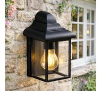 CGC Lighting Cgc Camila Black Outdoor Outside Wall Light Lantern Clear Diffuser Traditional Porch Garden