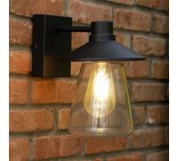 CGC Lighting Cgc Chester Black Outdoor Wall Light Lantern With Bell Shape Clear Glass Diffuser E27 Ip54