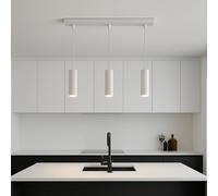 CGC Lighting Cgc Christine White Triple Suspended Slim Cylinder Ceiling Light Kitchen Island