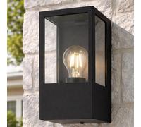 CGC Lighting Cgc Dave Black E27 Outdoor Wall Light Box Lantern Clear Diffuser Ip54