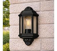 CGC Lighting Cgc Fred Black Outdoor Half Wall Light Lantern With Pir Motion Sensor