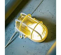 CGC Lighting Cgc Gina White Oval Plastic Cage Bulkhead Wall Or Ceiling Light