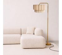 CGC Lighting Cgc Kyra Brushed Gold Angled Floor Lamp With Two Layer Cream Scalloped Lampshade