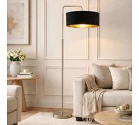 CGC Lighting Cgc Kyra Brushed Nickel Angled Floor Lamp With Large 45Cm Velvet Lampshade