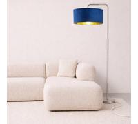 CGC Lighting Cgc Kyra Brushed Nickel Angled Floor Lamp With Navy 45Cm Velvet Lampshade