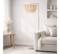 CGC Lighting Cgc Kyra Brushed Nickel Angled Floor Lamp With Two Layer Cream Scalloped Lampshade