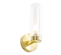 CGC Lighting Cgc Nada Bathroom Wall Light Clear Glass Diffuser Satin Brass
