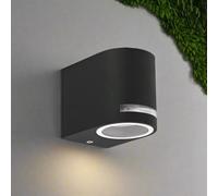 CGC Lighting Cgc Oax Black Curved Gu10 Single Down Outdoor Wall Light With Halo Front Illumination Ip54 240V
