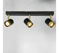 CGC Lighting Cgc Orio Black And Brushed Gold Triple Three Head Gu10 Adjustable Ceiling Spot Light Bar