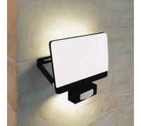 CGC Lighting Cgc Parry 30W Led Pir Motion Sensor Outside Security Floodlight Black Body With Full Front White Opal Diffuser 2700Lm 4000K