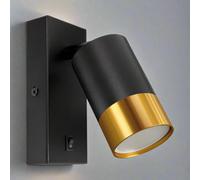 CGC Lighting Cgc Puzon Black & Gold Gu10 Adjustable Single Gu10 Indoor Spotlight Wall Light With Switch