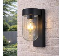 CGC Lighting CGC Rowan Black Outdoor Wall Lantern Light with Clear Diffuser IP54 CGC Lighting Black
