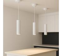 CGC Lighting Cgc Ruth White Suspended Cylinder Ceiling Light Adjustable Pendant