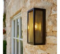 CGC Lighting Cgc Silas Modern Black And Brass Outdoor Box Lantern Wall Light