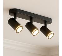 CGC Lighting Cgc Solis Black Triple Gu10 Ceiling Spotlight With Halo Ring Adjustable Spot Bar