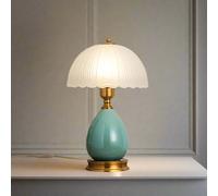 CGC Lighting Cgc Tiffany Large Turquoise Ceramic Table Lamp With Frosted Glass Shade