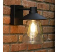 CGC Lighting Chester Black Outdoor Wall Light Lantern with Bell Shape Clear Glass Diffuser E27 IP54 CGC Lighting Black