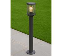CGC Lighting Dark Grey Outdoor Garden Wall Post Bollard Light Diagonal Criss Cross Unique Pattern Anthracite Patio Porch Door Terrace Lamp Weatherproof Waterproof Modern (Tall Post Light)