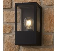 CGC Lighting Dave Black E27 Outdoor Wall Light Box Lantern Clear Diffuser IP54 CGC Lighting Black