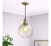 CGC Lighting Eva Ribbed Glass Globe Lampshade in Clear CGC Lighting Clear