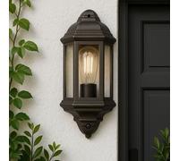 CGC Lighting Fred Black Outdoor Half Wall Light Lantern with PIR Motion Sensor CGC Lighting Black
