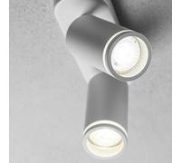 CGC Lighting Gu10 Ceiling Spotlight White With Halo Ring Adjustable Twin Spot Bar