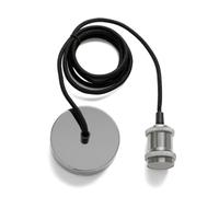 CGC Lighting Indoor Ceiling Adjustable Suspended Pendant and Matching Ceiling Rose Light Fitting E27 Lamp Holder (Chrome)