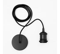 CGC Lighting Indoor Ceiling Adjustable Suspended Pendant and Matching Ceiling Rose Light Fitting E27 Lamp Holder (Black)
