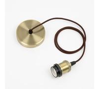 CGC Lighting Indoor Ceiling Adjustable Suspended Pendant and Matching Ceiling Rose Light Fitting E27 Lamp Holder (Antique Brass & Brown)