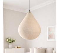 CGC Lighting Indoor Ceiling Handmade Easy Fit Linen Lampshade, Scandinavian Minimalist Style, Non Electrical (Oatmeal Teardop)